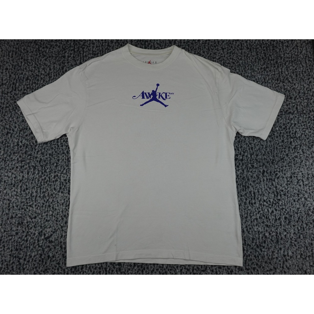Jordan Awake NY T-Shirt Mens Large Sail White Graphic Logo FV9913-133
